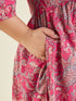 Janasya Women's Plus Size Pink Pure Cotton Floral Printed A-line Kurta Pant Set